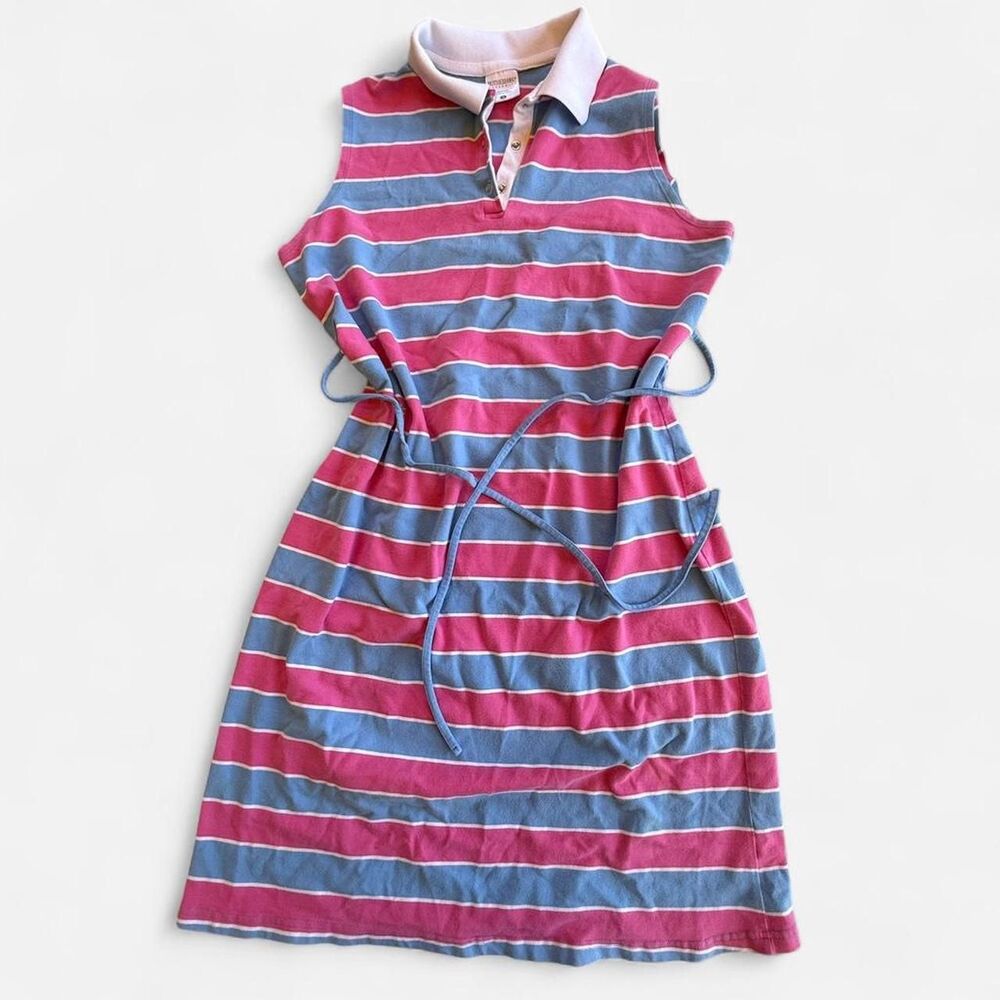 Motherhood Maternity Medium Pink Blue Striped Collared Shirt Dress